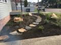 New Lambton Front And Back Garden : Design, Preliminary Excavations, Ironstone Flagging And Stepping Stones, Feature Boulders, Decorative Gravels, Suitable Native Shrubs And Pine Bark