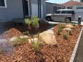 New Lambton Front And Back Garden : Design, Preliminary Excavations, Ironstone Flagging And Stepping Stones, Feature Boulders, Decorative Gravels, Suitable Native Shrubs And Pine Bark