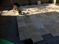 National Park Street Hamilton South. New Patio Area : Demolition and removal of concrete, new sub soil drainage system, preliminary and finished levels, travertine pavers and decorative pebbles