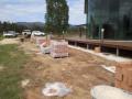 Pokolbin Wine Tasting Pavillion / Brick Garden Walls Capped With Charcoal Pavers / Sloping Sir Walter Lawns / Crushed Granite Pathways Including Crushed Granite Disabled Access Ramp